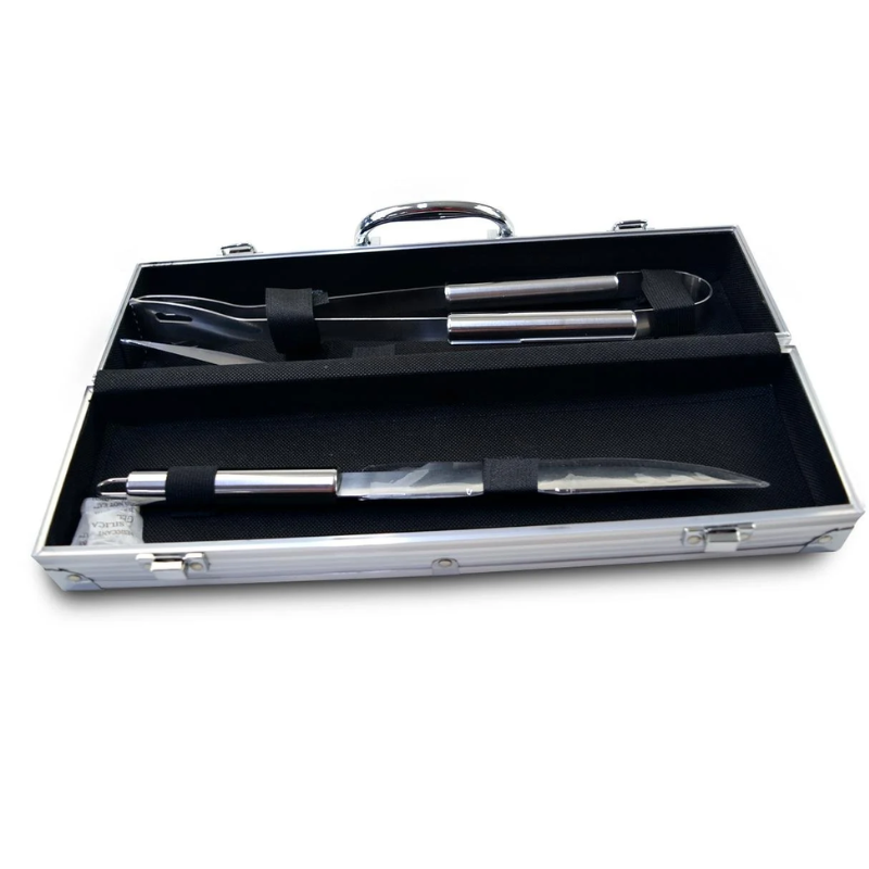 Kit Churrasco Steak Lux - DinoTech - Maleta Inox 3 Peças