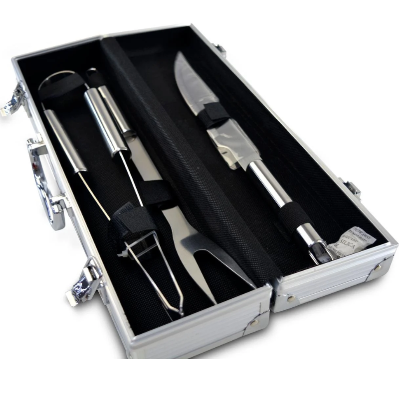 Kit Churrasco Steak Lux - DinoTech - Maleta Inox 3 Peças